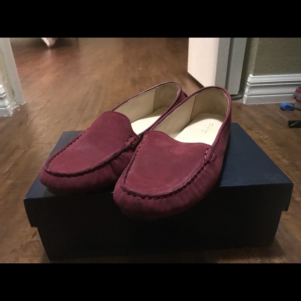 Cole Hann purple suede loafers
